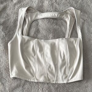 Free People Cream Sleeveless Corset Top